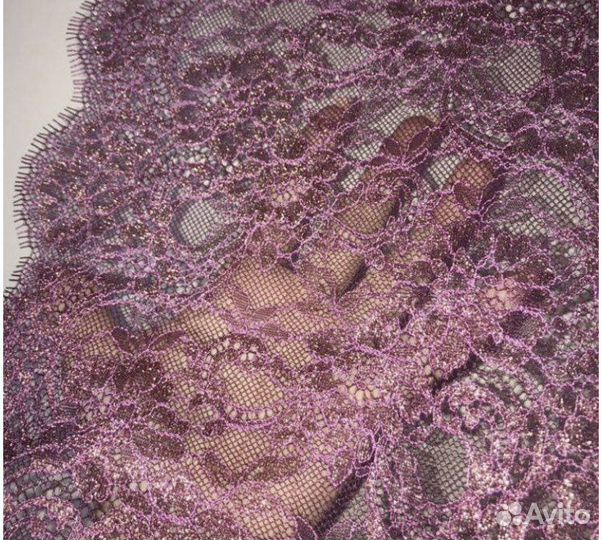 Кружево малиновое розовое с золотом
