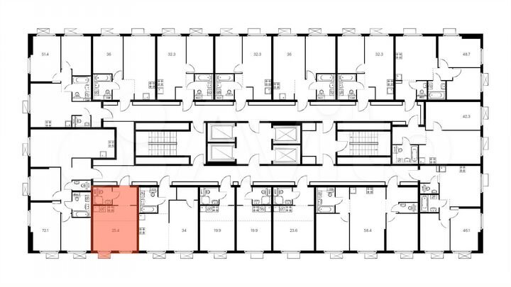 Квартира-студия, 25,4 м², 15/33 эт.