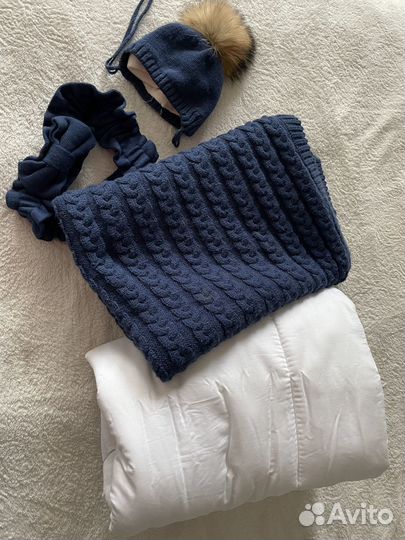Комплект плед, одеяло, шапка, бант