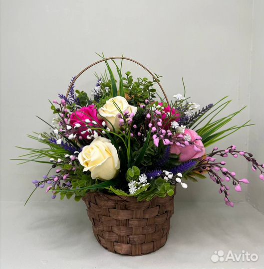 Букеты из мыла и цветов ручной работы