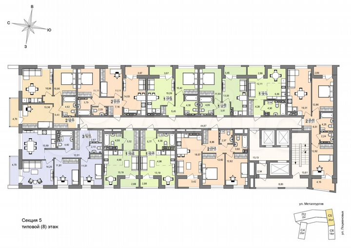 2-к. квартира, 60,7 м², 19/26 эт.