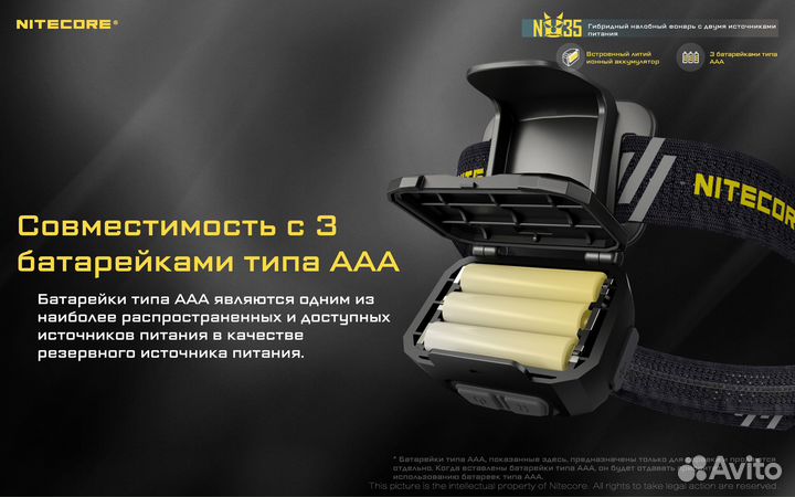 Налобный фонарь nitecore NU 35