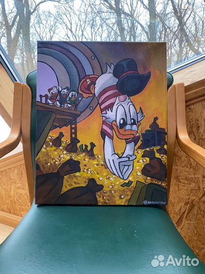 Современная картина Скрудж Макдак. Масло/холст