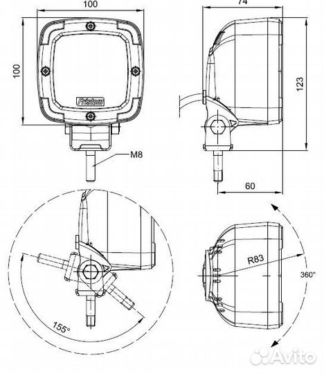 Фара рабочего света светодиодная FT-036 LED frist