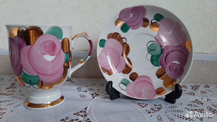 Чашка с блюдцем Дулево. Агашки Гигант. Редкая
