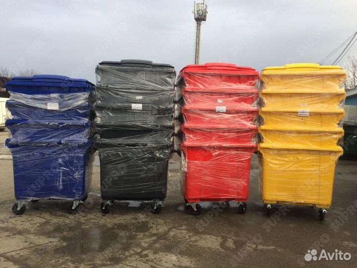 Пластиковый мусорный контейнер 1100л Ш3178