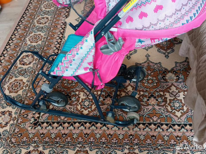 Детские санки коляска с колесами бу