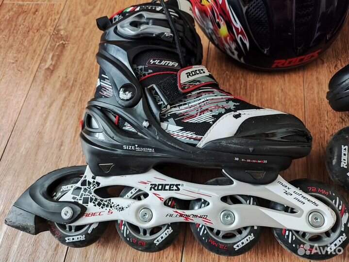 Роликовые коньки, шлем, защита и сумка roces yuma