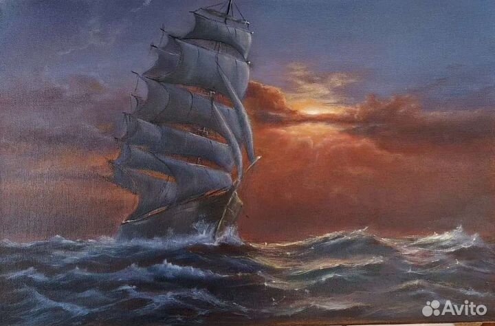 Картина маслом на холсте пейзаж море