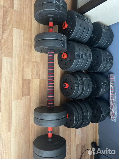 2 гантели по 12кг и соединитель штанга