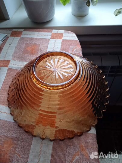 Ваза для фруктов цветное стекло СССР