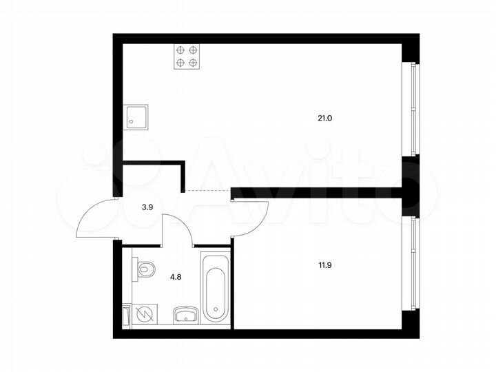 1-к. квартира, 41,6 м², 21/21 эт.