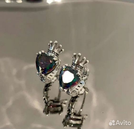 Серебряные серьги корона Chanel