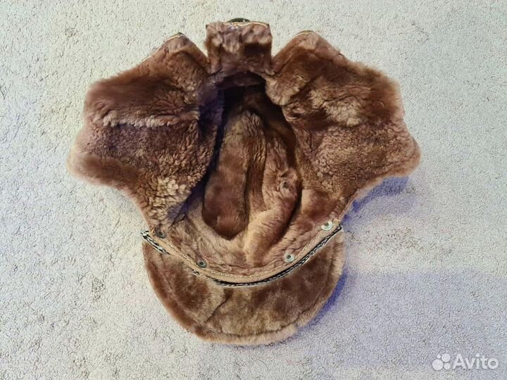 Мужская зимняя шапка ушанка пилот с очками