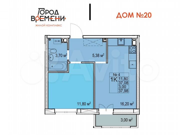 1-к. квартира, 38 м², 17/17 эт.