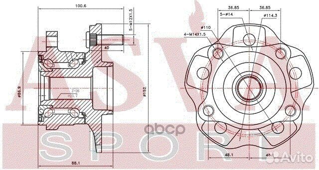 Ступица задняя tywhgyl15R asva