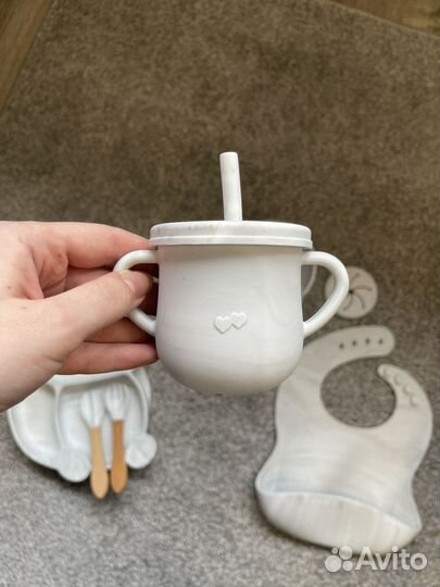 Набор детской силиконовой посуды новый