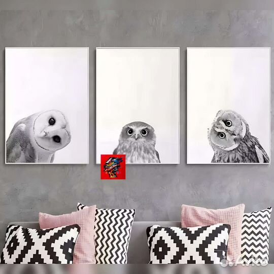 Современная картина совы сова для интерьера