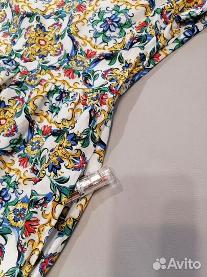 Платье с объёмными рукавами и карманами хлопок