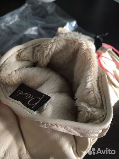Новые перчатки женские нат кожа на меху, размер 7