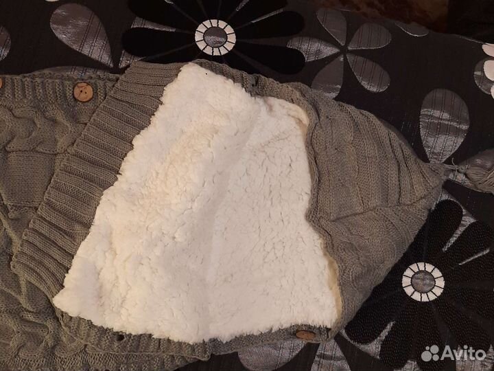 Меховой Вязаный Конверт новый