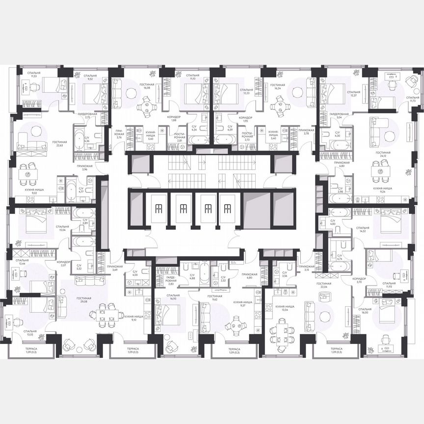 2-к. квартира, 69,1 м², 21/41 эт.