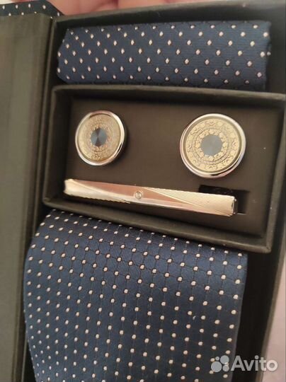 Галстук мужской, запонки, зажим, набор