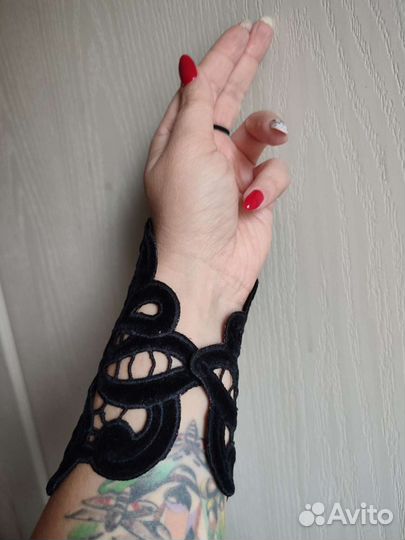 Браслет велюр стимпанк,готик,квест аксессуар