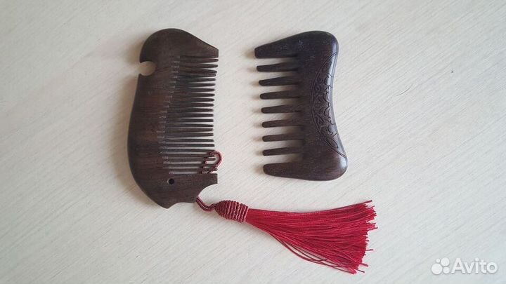 Расчески из сандала, персика и рога