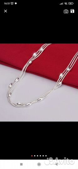 Ожерелье из серебра, бусины, новое