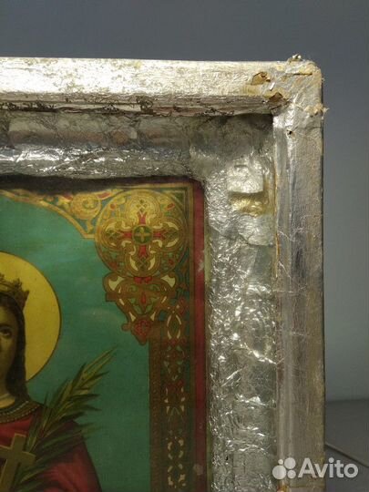 Икона старинная Святая Варвара