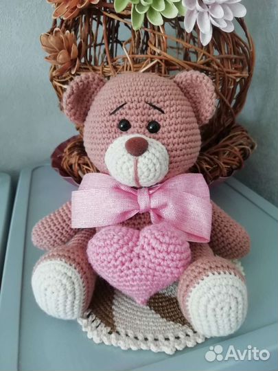 Вязаные игрушки ручной работы Мишка