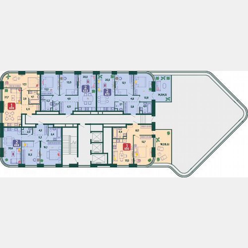 1-к. квартира, 50,9 м², 14/19 эт.