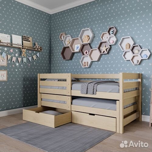 Детская кровать из березы для 2-х детей