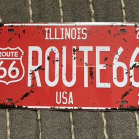 Декоративная металлическая табличка Route 66