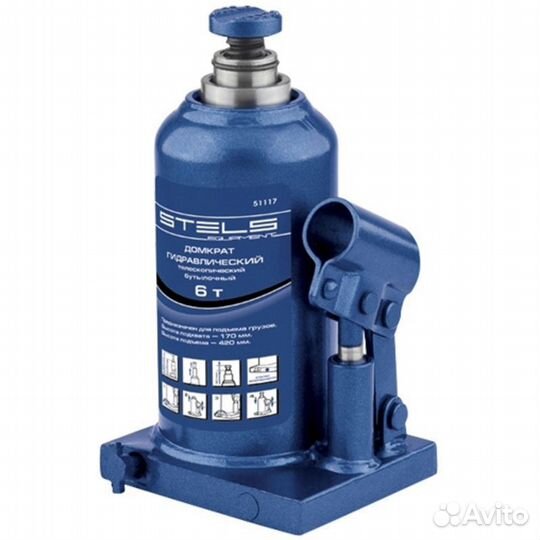 Домкрат Stels бутылочный 6 т, H подъема 170-420 мм
