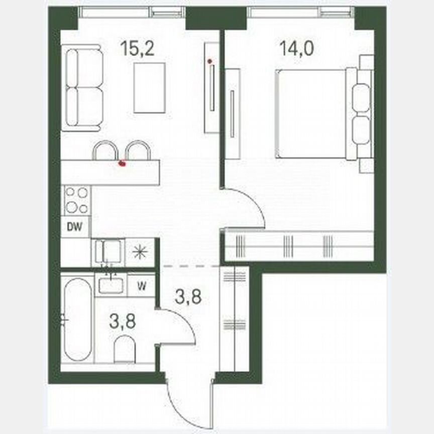 1-к. квартира, 36,8 м², 5/40 эт.