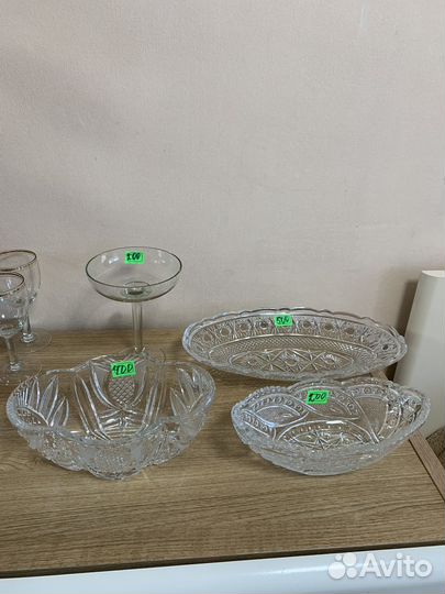 Ваза ладья хрусталь СССР