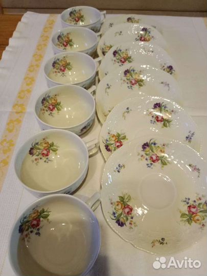 Чайные пары, трио костяного фарфора.Германия