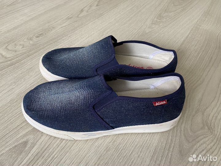 Слипоны джинсовые