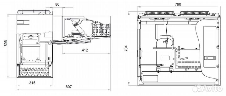 Моноблок холодильный polair MM 232 S (5.+10С)
