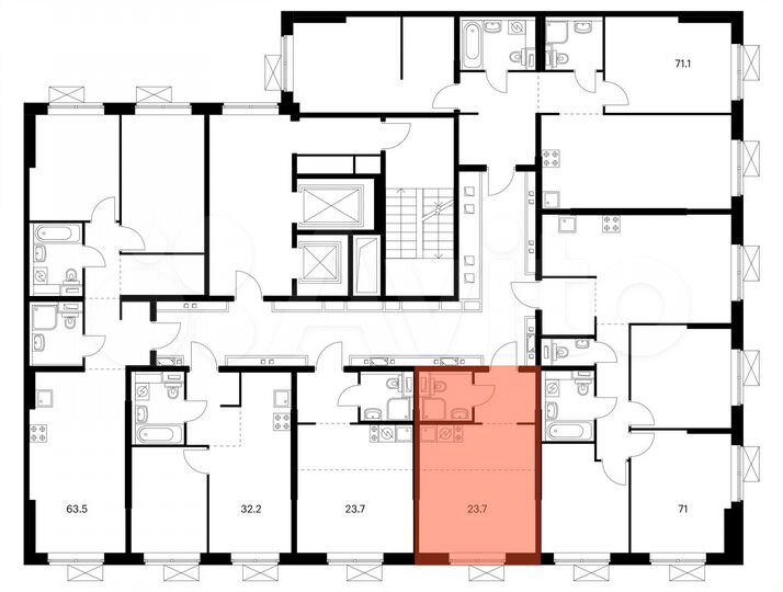 Квартира-студия, 23,7 м², 7/14 эт.