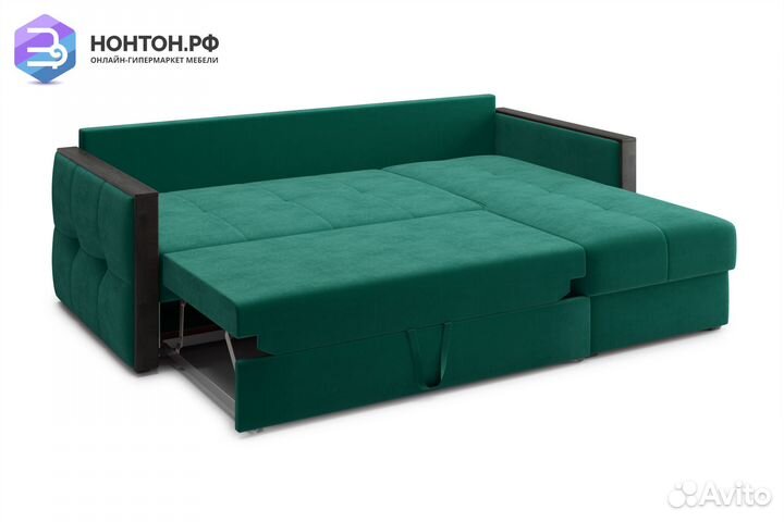 Диван угловой дельфин Инсайд изумрудный