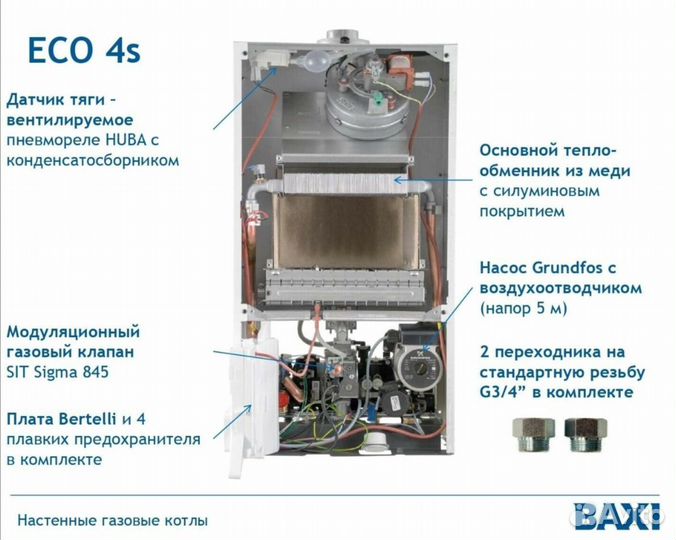 Газовый настенный котел Baxi Eco 4S 24квт