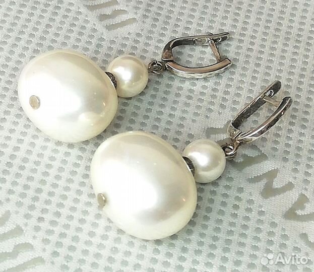 Серьги с жемчугом серебро С580