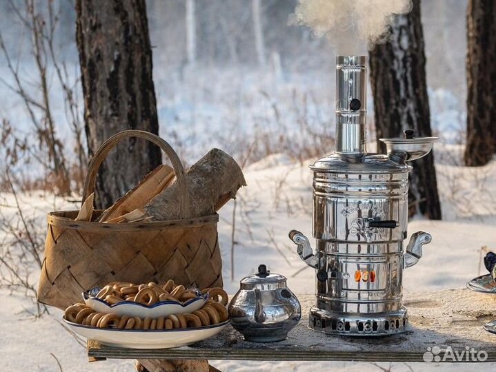 Самовар на дровах разборный 4л Sözenler нержавеющ