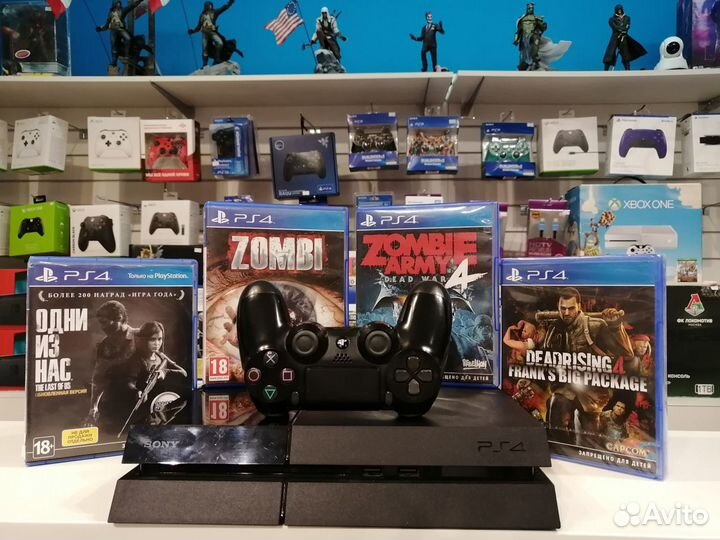 Sony PS4 Fat + игры с зомби (гарантия, магазин)
