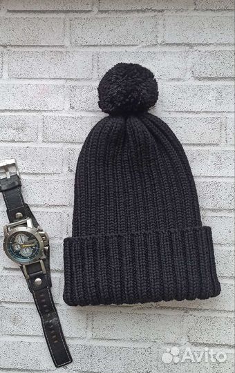 Мужская вязаная шапка, меринос. Ручная работа