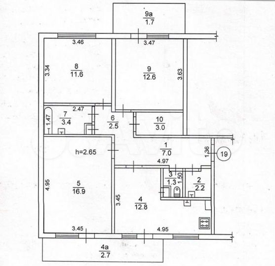 3-к. квартира, 73,3 м², 2/5 эт.