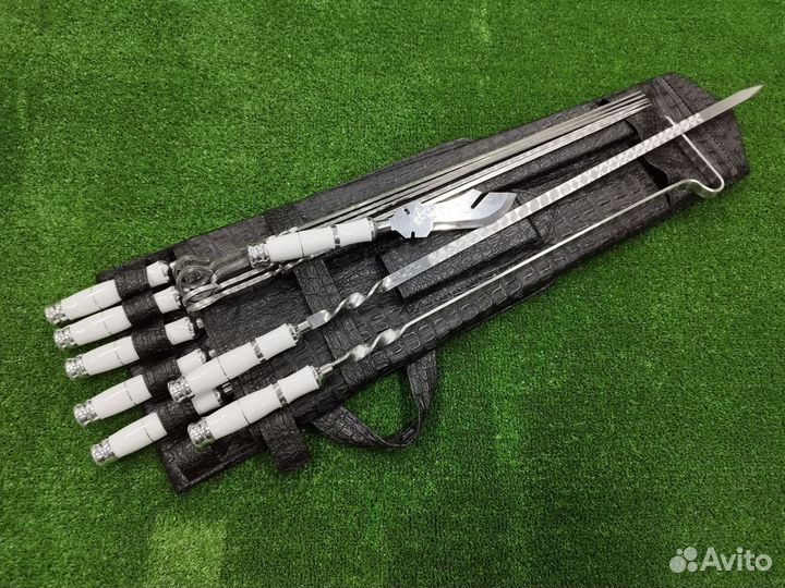 Подарочный комплект шампуров с каменными ручками